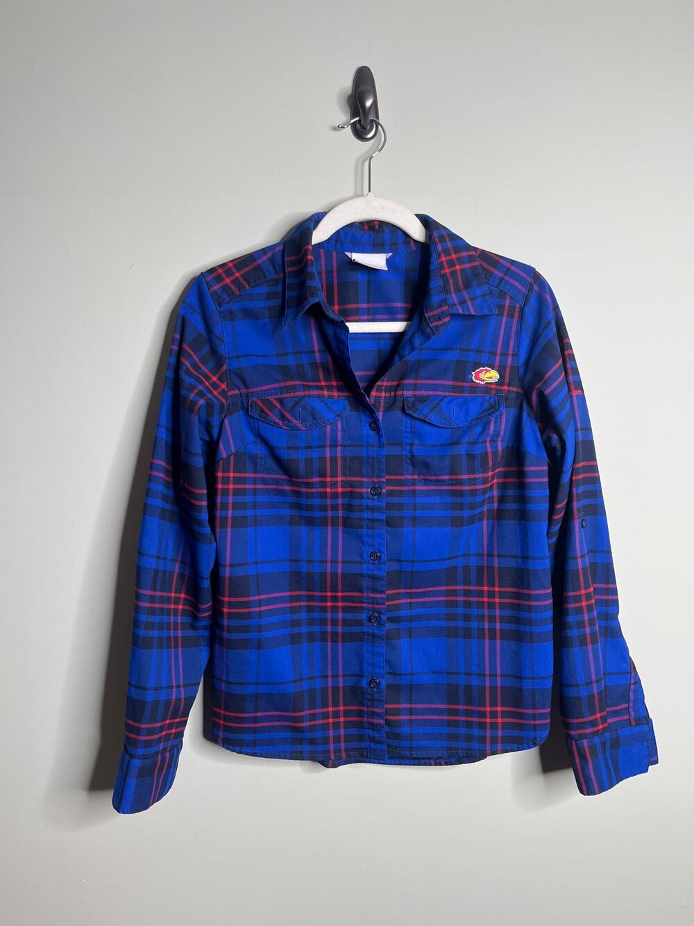 Columbia Kansas Jayhawks Plaid Button Up Womens Small